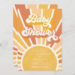 Invitación Sunshine Baby Shower Boho Retro Yellow Sunshine