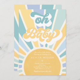 Invitación Sunshine Baby Shower Boho Retro Yellow Sunshine