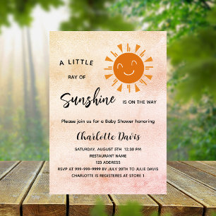 Invitación Sunshine Baby Shower chica rosa lujo solar