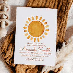 Invitación Sunshine Baby Shower de colores brillantes amarill