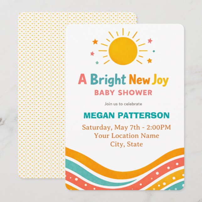 Invitación Sunshine Baby Shower Invitation | Bright Modern (Anverso / Reverso)