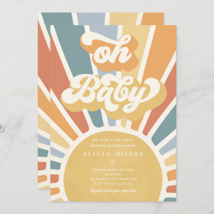 Invitación Sunshine Baby Shower silenciado Boho Retro Sunshin