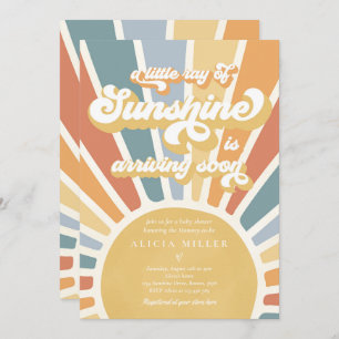 Invitación Sunshine Baby Shower silenciado Boho Retro Sunshin