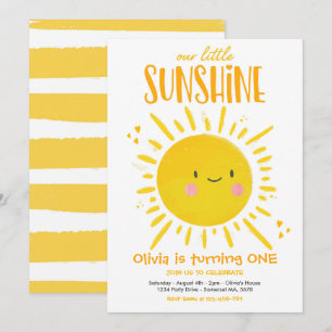 Invitación Sunshine Birday Party Amarilla Nuestro Pequeño Sol