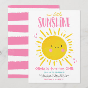 Invitación Sunshine Birday Party Pink Our Little Sunshine Par