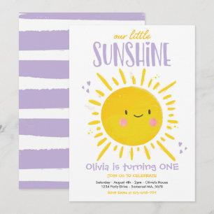 Invitación Sunshine Birday Party Purple Our Little Sunshine P