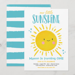 Invitación Sunshine Birday Party Turquoise Little Sunshine