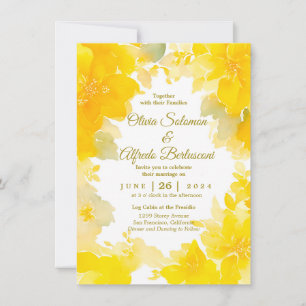 Invitación Sunshine & Blooms: Floral acuarela amarilla