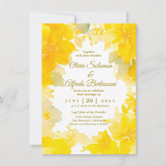 Invitación Sunshine & Blooms: Floral acuarela amarilla