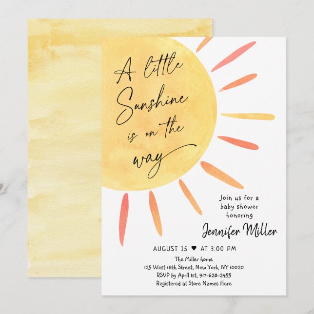 Invitación Sunshine Boho Baby Shower (Anverso / Reverso)