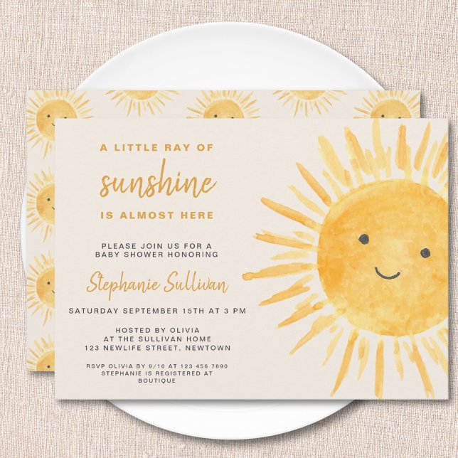 Invitación Sunshine Boho Gender-Neutral Sun Baby Shower (Subido por el creador)