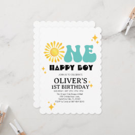 Invitación Sunshine, Boho One Happy Boy Primer cumpleaños
