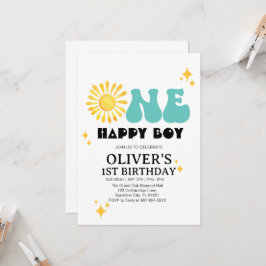 Invitación Sunshine, Boho One Happy Boy Primer cumpleaños