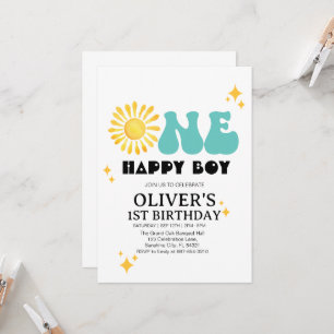 Invitación Sunshine, Boho One Happy Boy Primer cumpleaños
