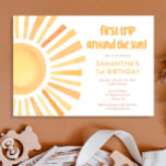 Invitación Sunshine boho primer viaje alrededor del cumpleaño<br><div class="desc">Para una personalización más avanzada de este diseño,  simplemente seleccione el botón "Editar usando la herramienta de diseño" de arriba.</div>