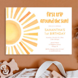 Invitación Sunshine boho primer viaje alrededor del cumpleaño
