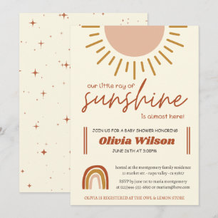 Invitación Sunshine Boho Rainbow Baby Shower