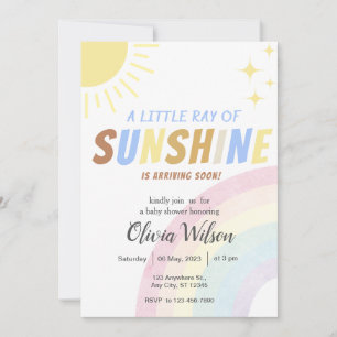 Invitación Sunshine Boho Rainbow Baby Shower