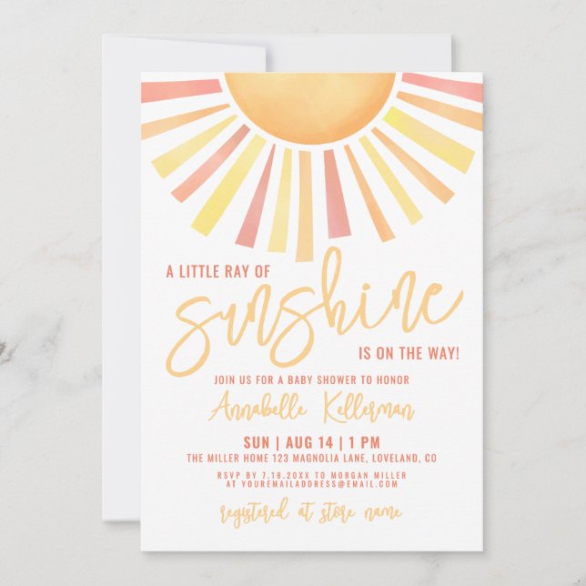 Invitación Sunshine Boho Sun Baby Shower (Anverso)