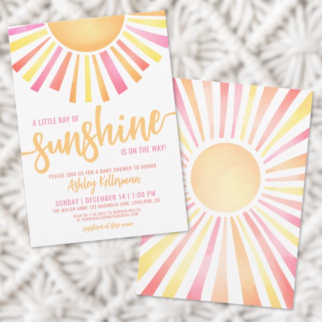 Invitación Sunshine Bright Pink Boho Sun Baby Shower (Sunshine Bright Pink Boho Sun Baby Shower Invitation)