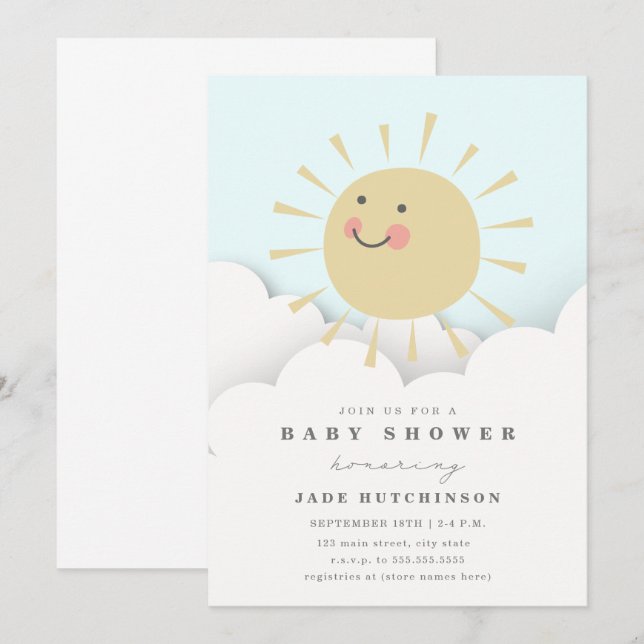 Invitación Sunshine Clouds Baby Shower (Anverso / Reverso)