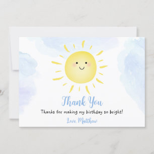 Invitación Sunshine Clouds Blue Birday Gracias