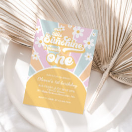 Invitación Sunshine daisy boho floral pastel primer cumpleaño