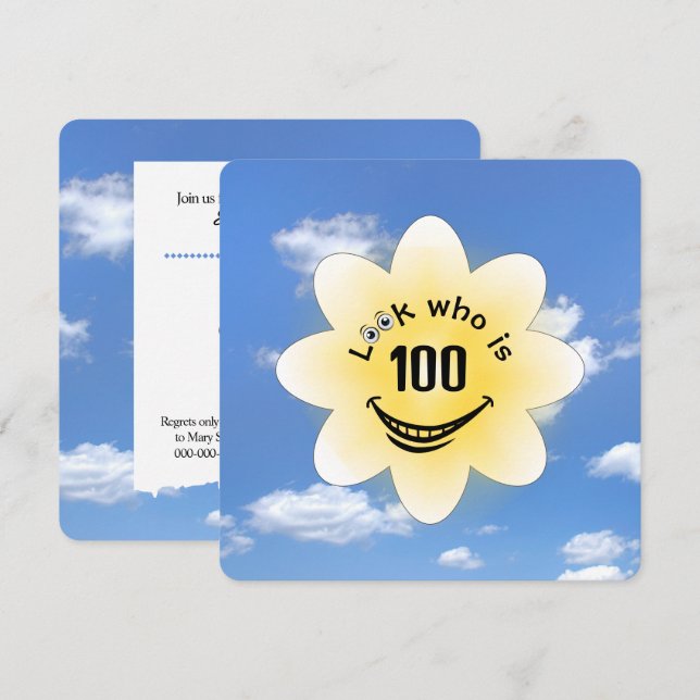Invitación Sunshine de verano de la fiesta de cumpleaños núme (Anverso / Reverso)