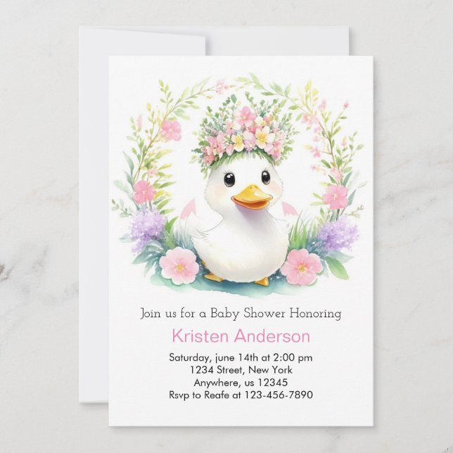 Invitación Sunshine & Duckling Dreams: Baby Shower Chica (Anverso)