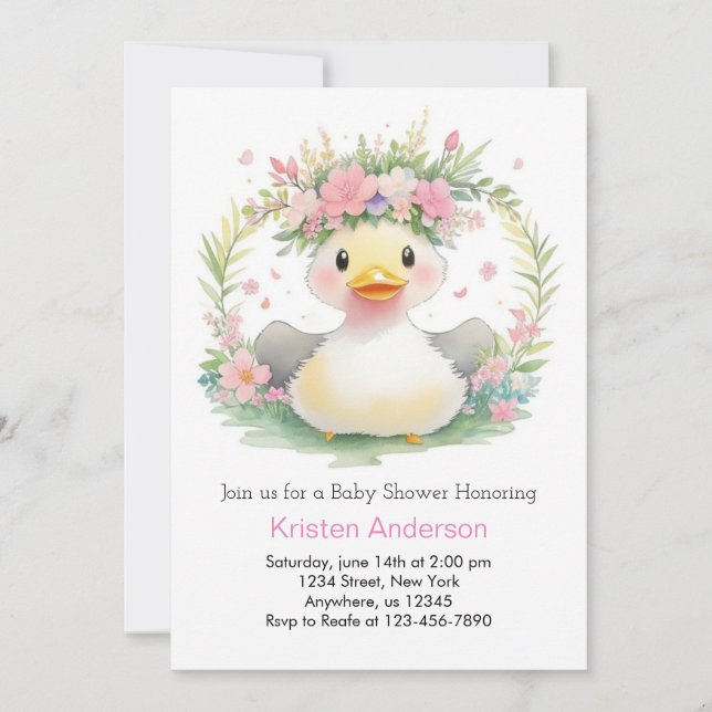 Invitación Sunshine & Ducklings: Baby Shower Chica (Anverso)