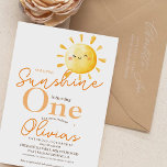 Invitación Sunshine First Birday Party Rustic Kids<br><div class="desc">Little Sunshine 1st Birthday kid's cumples Template es perfecto para un fiesta elegante en suaves colores pastel. El ambiente elegante y minimalista está lleno de elementos de diseño divertidos y sencillos, caligrafía elegante y fuentes modernas. Los cumpleaños son días especiales, y esta invitación puede ayudar a que sea memorable para...</div>