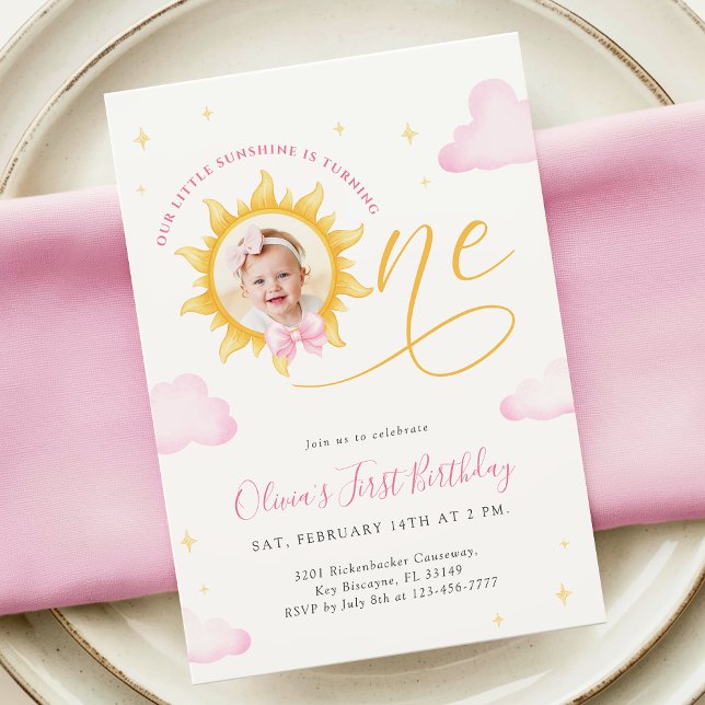 Invitación Sunshine First Birthday Photo Invitation (Subido por el creador)