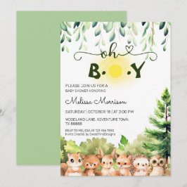 Invitación Sunshine Forest Animals Baby Boy Shower