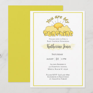 Invitación Sunshine Gender Neutral Cute Sun Baby Shower