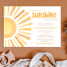 Invitación Sunshine género neutro tonos apagados ducha bebé e