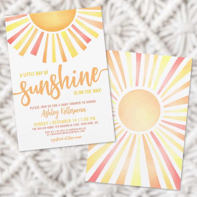 Invitación Sunshine Happy Yellow Boho Sun Baby Shower (Sunshine Happy Yellow Boho Sun Baby Shower Invitation)