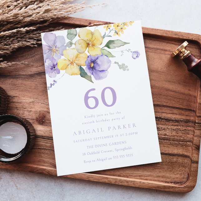 Invitación Sunshine & Lavender Purple 60 cumpleaños (Subido por el creador)