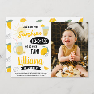 Invitación Sunshine Lemonade & Fun Any Age Photo Cumpleaños
