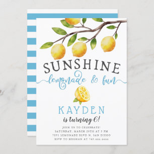 Invitación Sunshine Lemonade y Fun Boy's Birthday Party