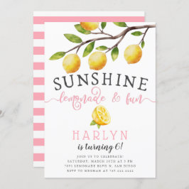 Invitación Sunshine Lemonade y Fun Chica Fiesta de Cumpleaños