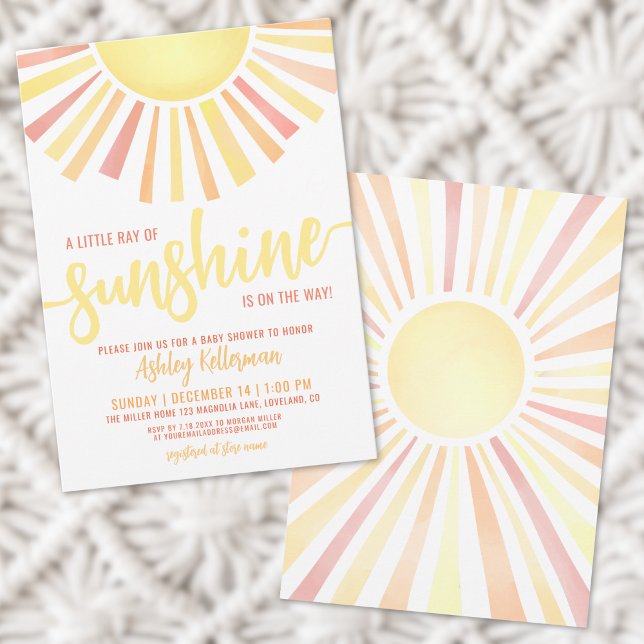 Invitación Sunshine Muted Gender Neutral Sun Baby Shower (Little Ray Of Sunshine Boho Baby Shower Invitation)