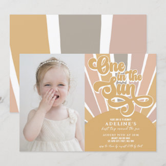 Invitación Sunshine One in the Sun First Birthday Boho Photo