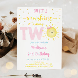 Invitación Sunshine Pink Gold Segundo cumpleaños
