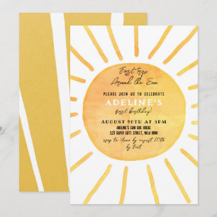 Invitación Sunshine primer color de agua de cumpleaños alrede