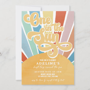 Invitación Sunshine primer cumpleaños arcoiris colorido Boho