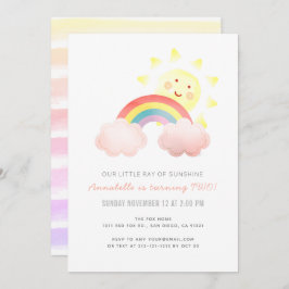 Invitación Sunshine & Rainbow Chica Birday Party