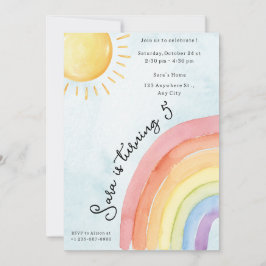 Invitación Sunshine & Rainbow Chica Birday Party