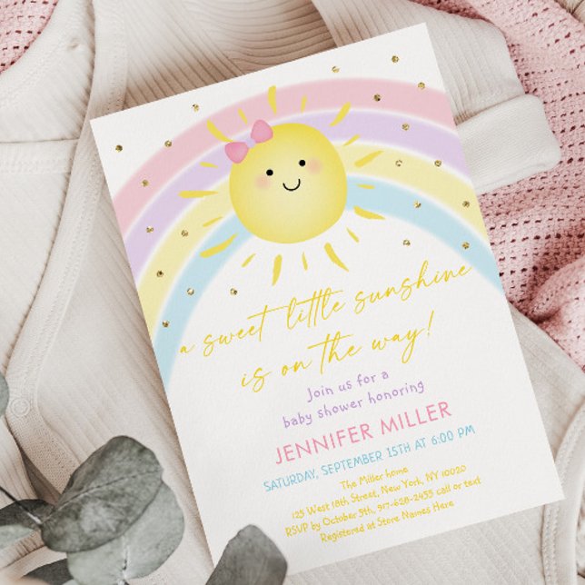 Invitación Sunshine Rainbow Pastel Baby Shower (Subido por el creador)