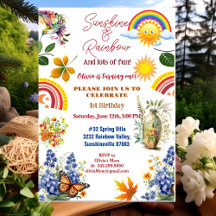 Sunshine Rainbow Spring Garden Butterfly Cumpleaño