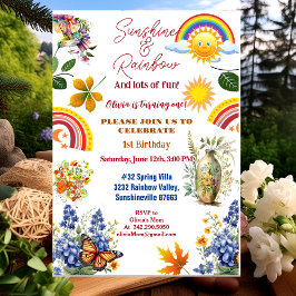 Invitación Sunshine Rainbow Spring Garden Butterfly Cumpleaño